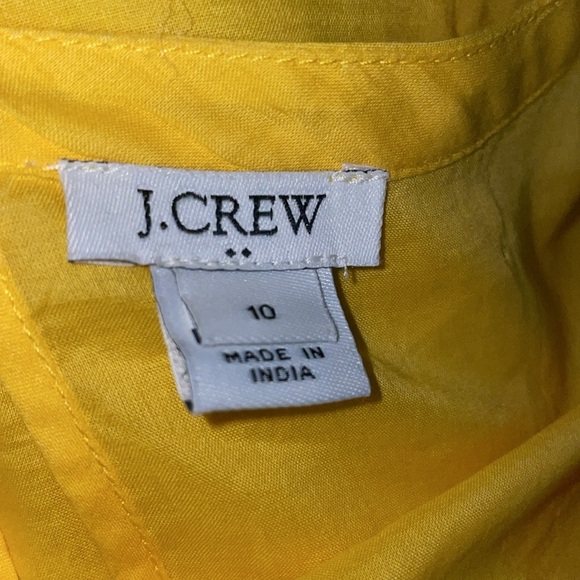 J Crew Shirt Short Sleeve Peplum Embroidered Tie Sleeve Yellow Cotton 10 - Picture 8 of 8